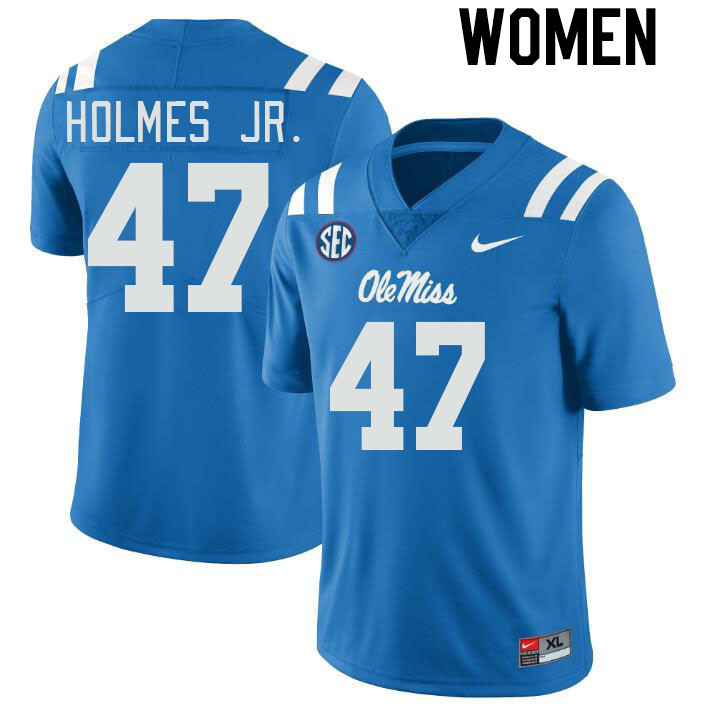Women #47 DeeJay Holmes Jr. Ole Miss Rebels College Football Jerseyes Stitched Sale-Powder Blue - Click Image to Close
